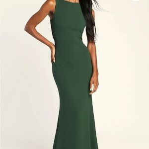 Lulus Love In Your Eyes Hunter Green Knotted Mermaid Maxi Dress